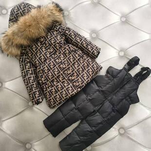 出口高端童装儿童羽绒服套装女童装宝宝装婴儿羽绒冬装滑雪服套装