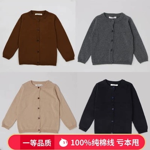 宝宝洋气薄款针织开衫2026春秋新款男女童纯棉线糖果色毛衣外套潮