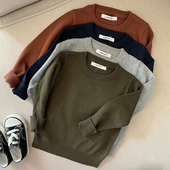 纯棉内搭纯色打底衫 宝宝套头针织衫 男女童毛线衣薄款 新款 2026春装