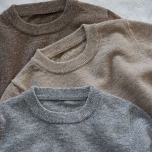 宝宝羊毛混纺套头针织衫秋冬韩系男女童百搭毛衣纯色百搭打底衫潮
