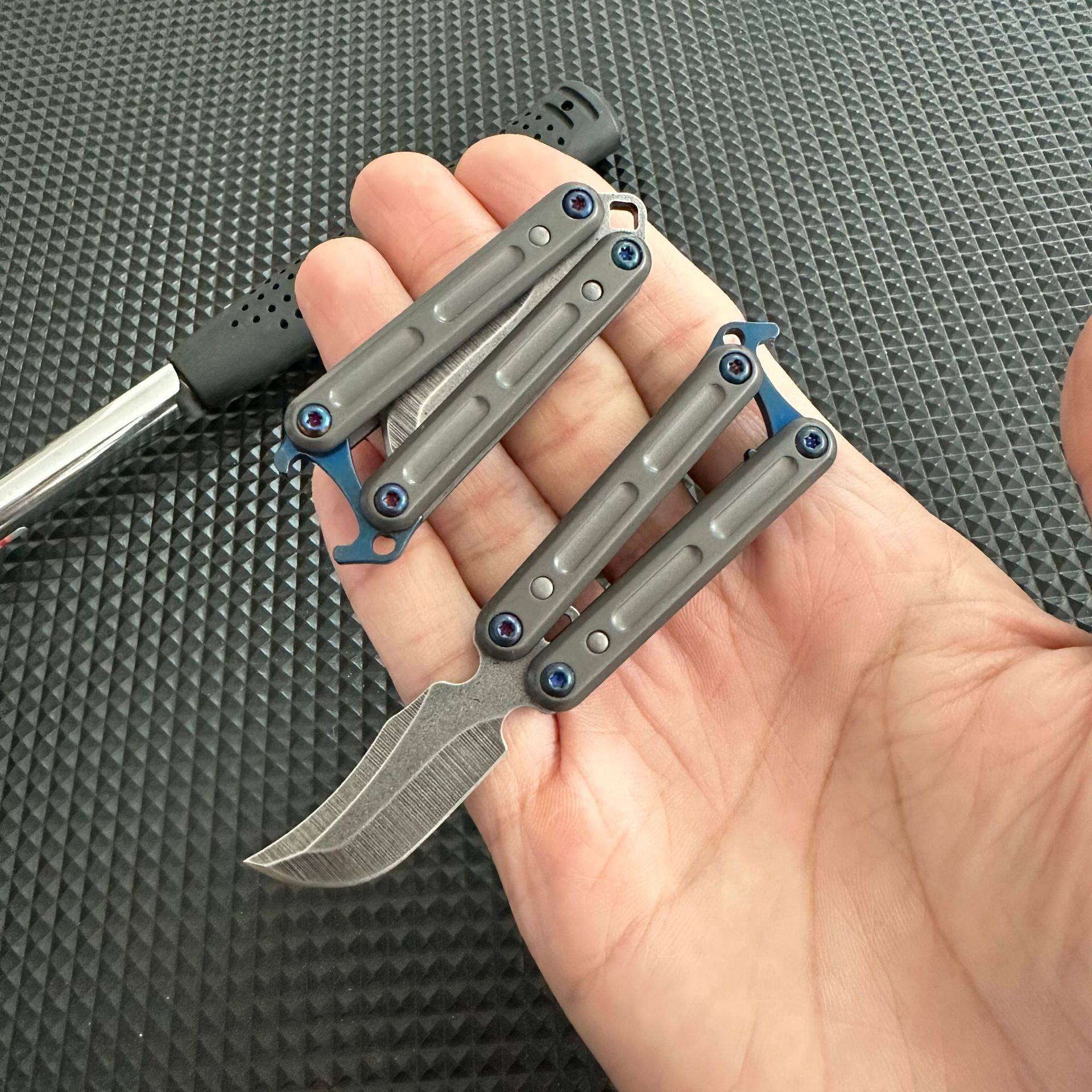 折叠小刀不锈钢蝴蝶练习锋利水果刀拆快递包裹开箱钥匙扣防身便携