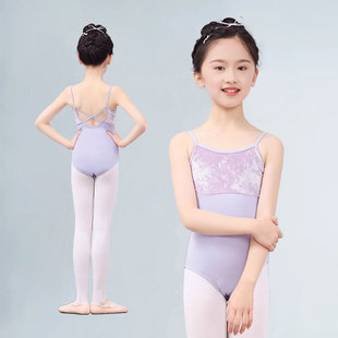 儿童舞蹈服吊带演出服女童芭蕾舞练功服拼绒体操服女孩中国舞服装
