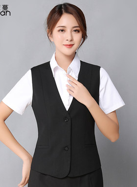韩版修身西装工作服藏青色马夹