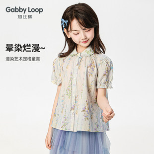 加比瑞女童短袖衬衫2025夏季新款儿童中式衬衣中国风汉服夏装