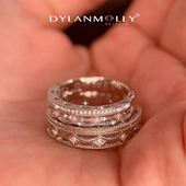 迪伦茉莉恋爱礼物原创设计情侣戒指S925银镀18K金闭口对戒定制