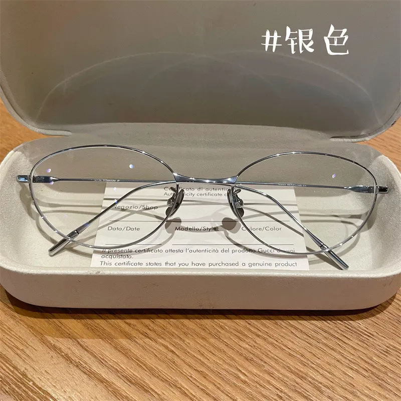 fake同款Fade老钱风猫眼镜框纯钛素颜网红显脸小蝴蝶框防蓝光