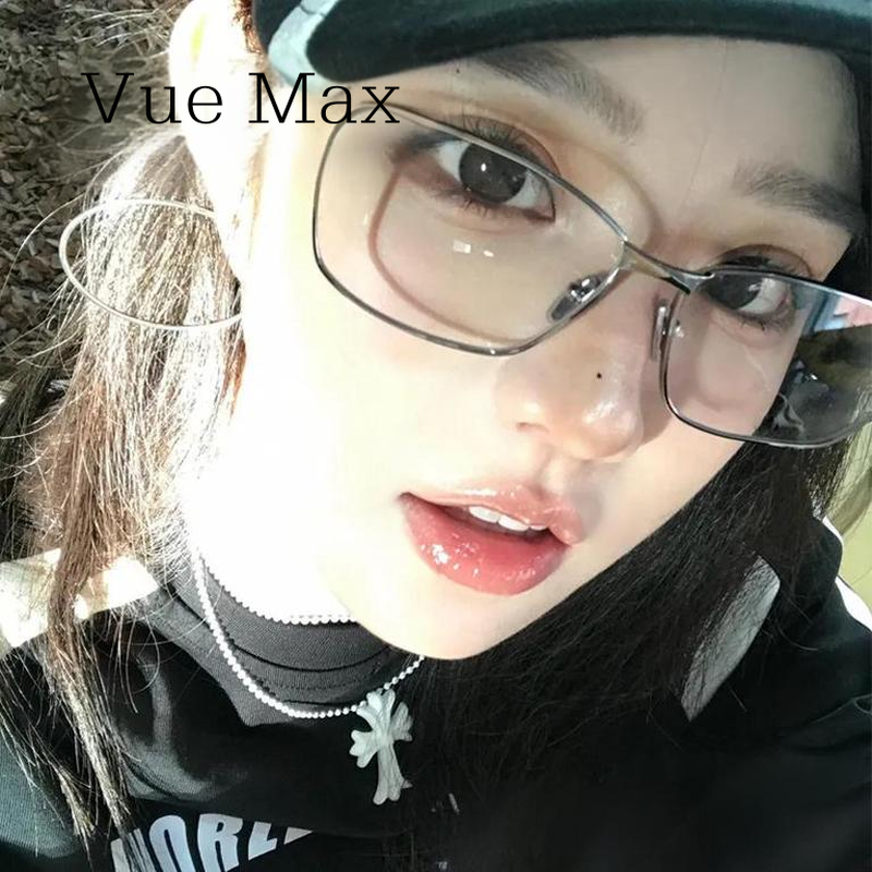 25新超轻方框银色镜框网红ins
