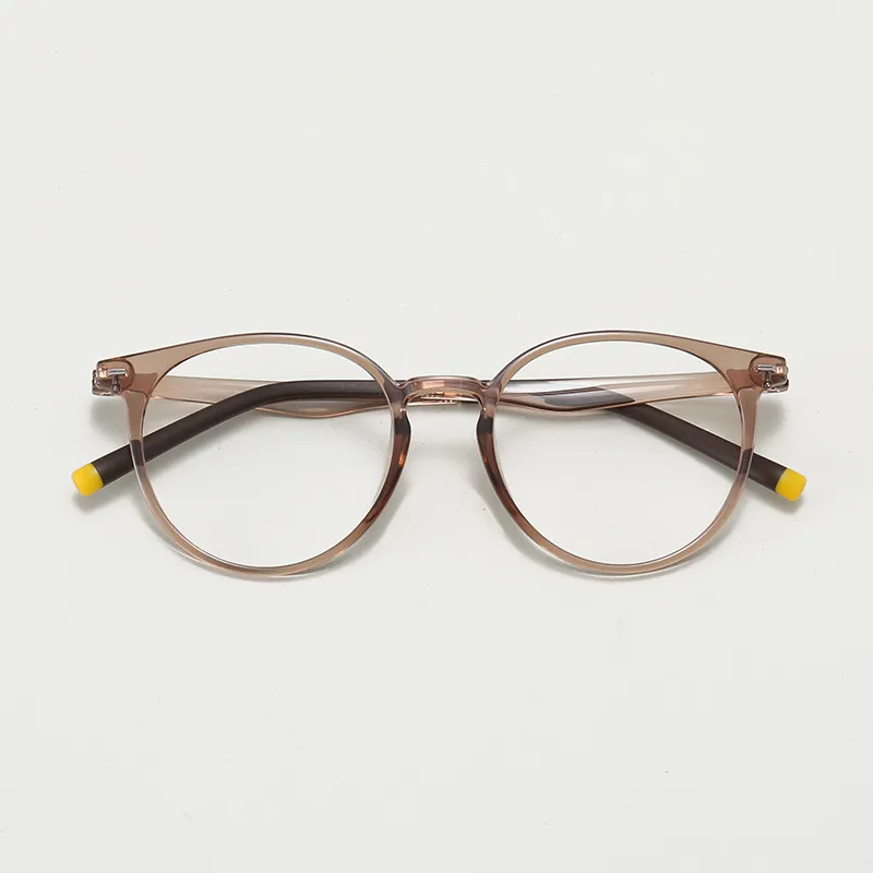 D20006韩版椭圆浅茶轻塑钢近视眼镜框女文艺青年拼色修脸男镜架潮