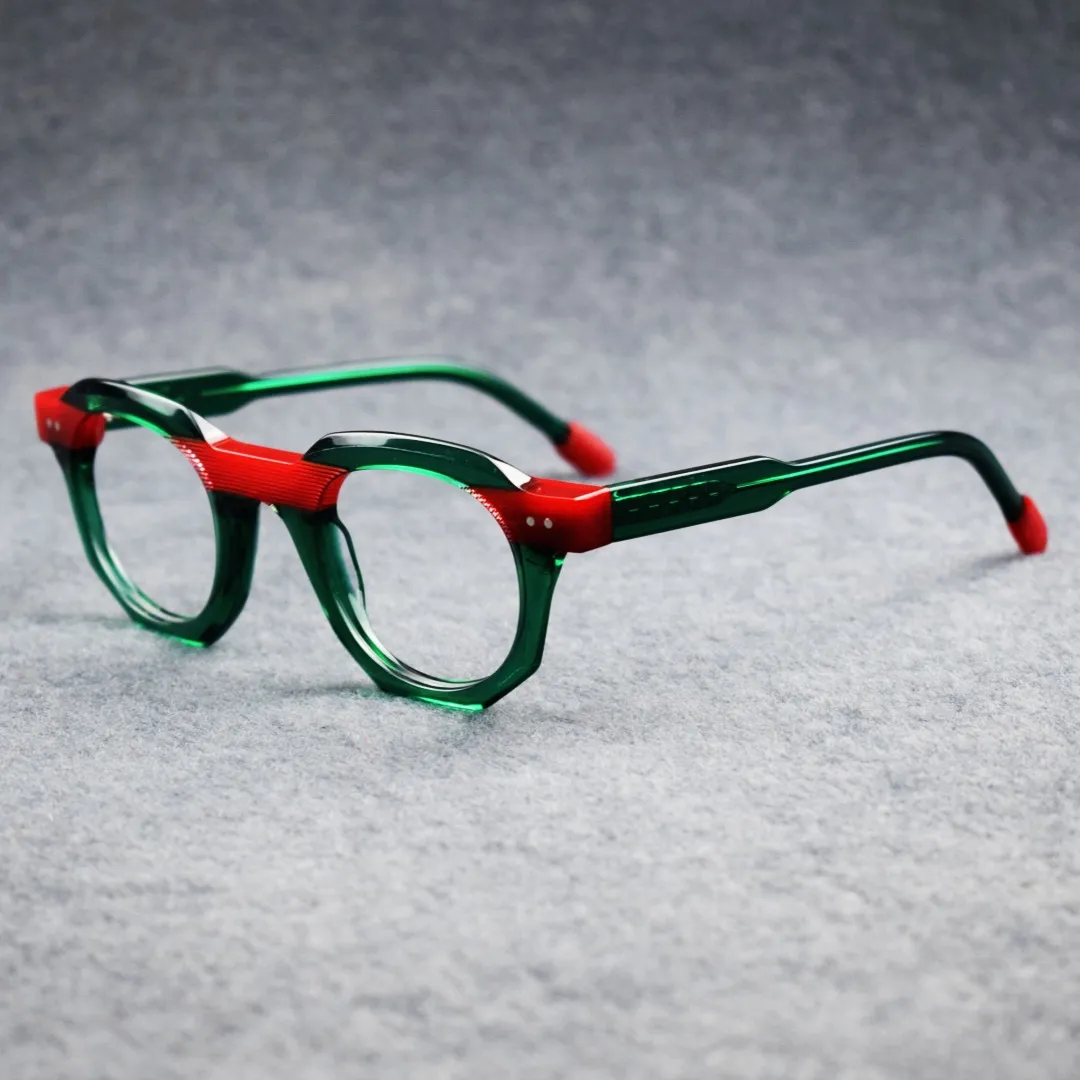 跨境厚款拼色板材方框眼镜复古镜架欧美现货可配老花近视男女