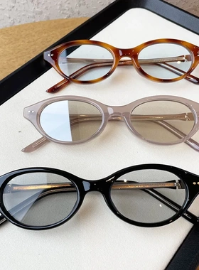 2025新款TR板材腿复古猫眼墨镜女高级感防紫外线显脸小窄框太阳镜