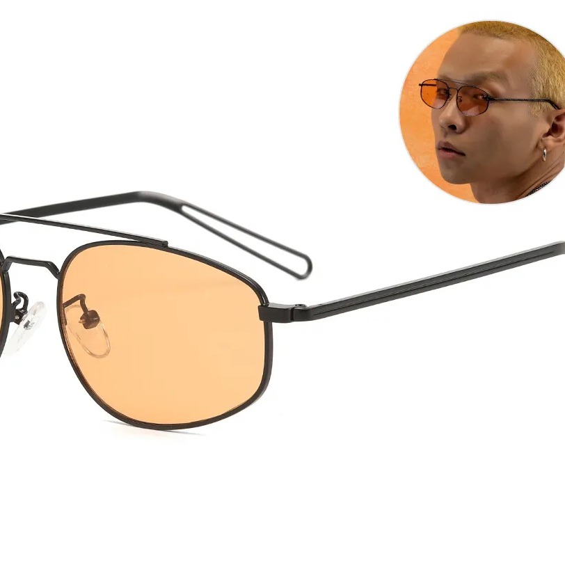 椭圆双梁太阳眼镜高级感女士高档防紫外线复古小框飞行员男式同款