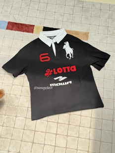 SUSUSELECT cortis马丁同款天使战马刺绣修身Polo衫短袖T恤tee