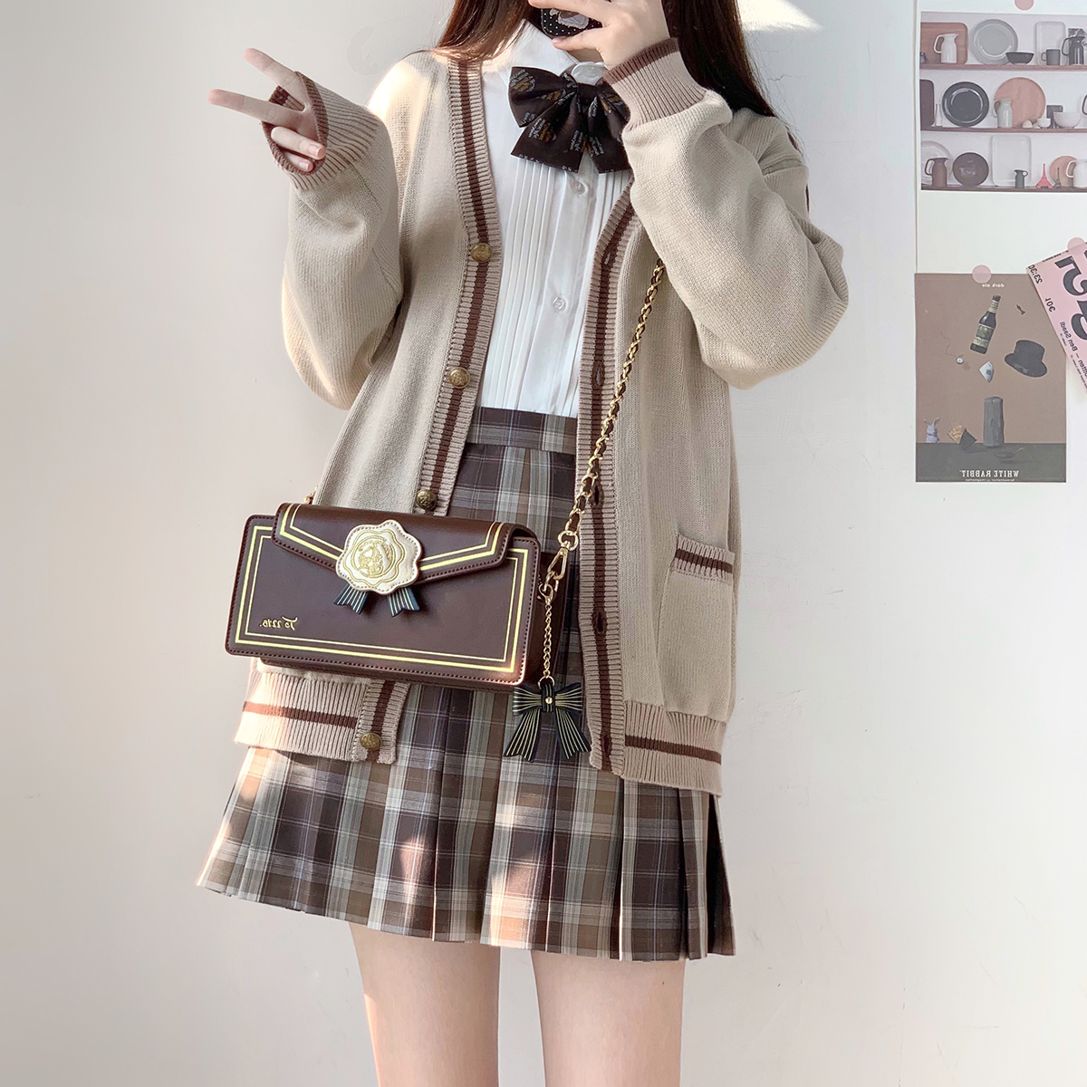 单肩翻盖链条小方包猫宁咕噜原创