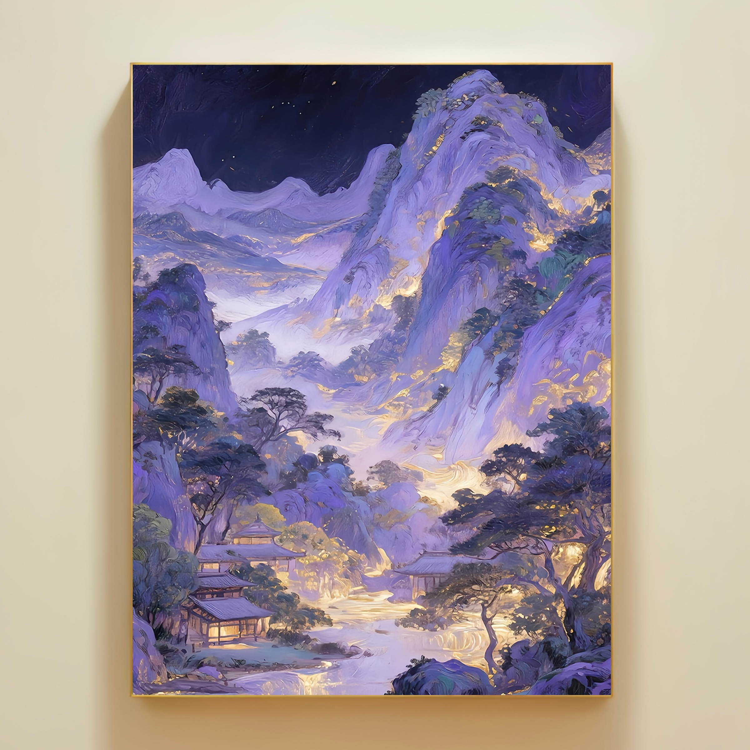 千里江山图数字油画diy填充画填色画成人手绘涂色画0基础装饰画图片