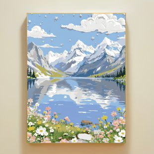 新款 治愈系风景花卉数字油画diy填充填色画成人手绘涂色画画0基础