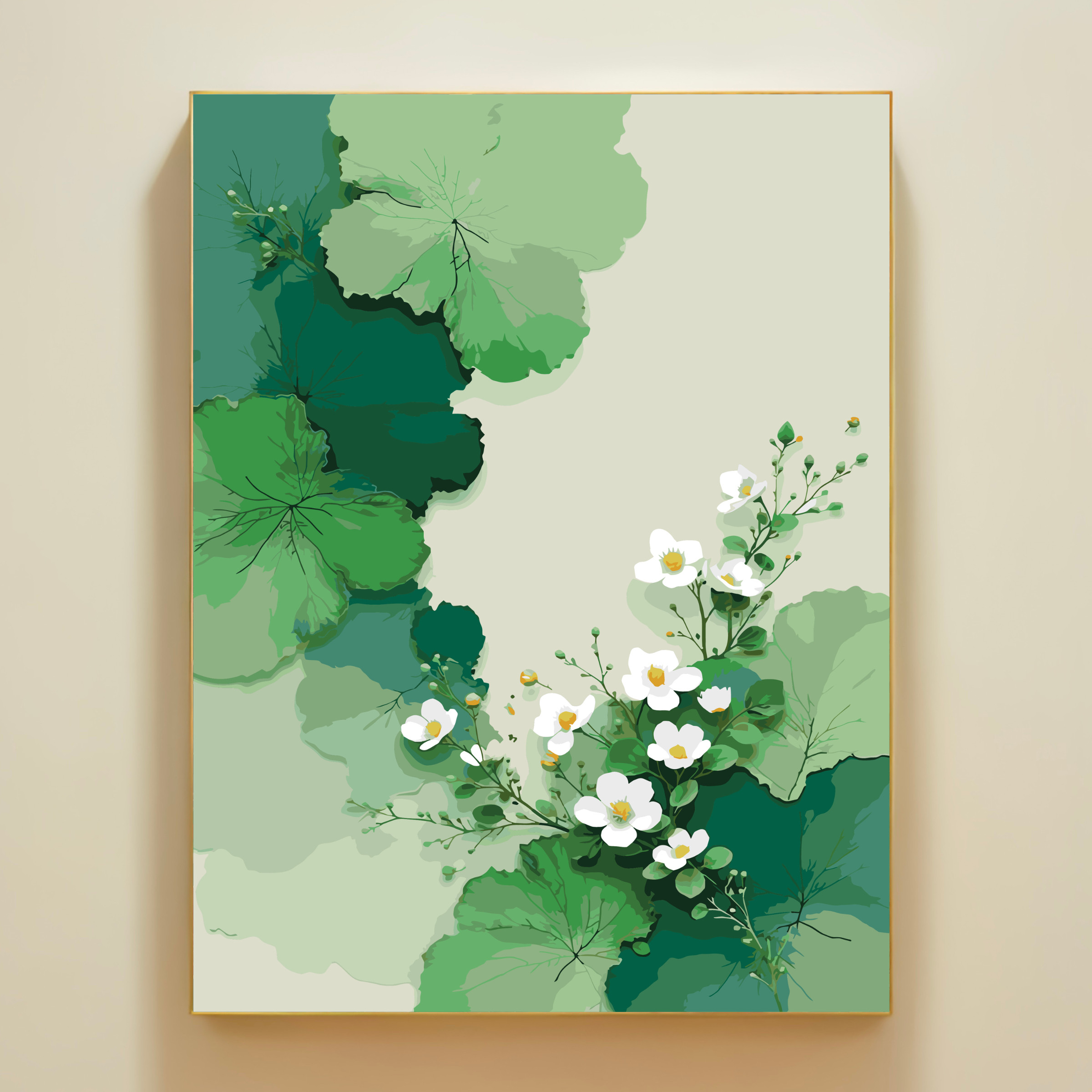 清新绿色简约数字油画DIY解压图片