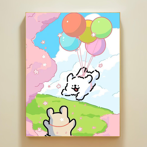 线条小狗DIY数字油画好涂手工画