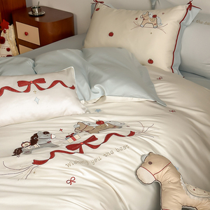 法式卡通小马120支匹马棉四件套贡缎卡通儿童床品套件四季通用