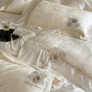 法式奢华120支匹马棉提花贡缎四件套春夏亲肤丝滑别墅床单床品1.8