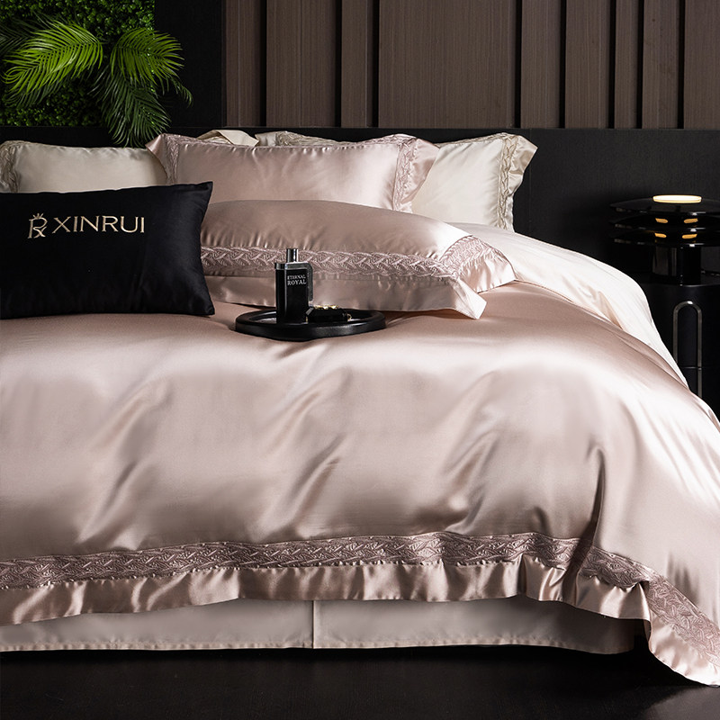 意大利进口高精密刺绣120支匹马棉贡缎四件套亲肤别墅床单床品