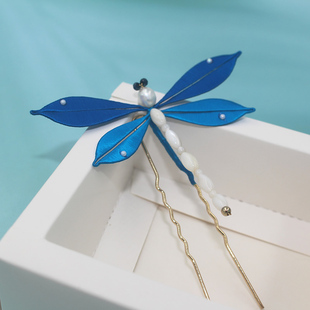 陌上君兮原创 渐变缠花 蜻蜓U钗 发夹汉服古风发簪旗袍步摇发饰品