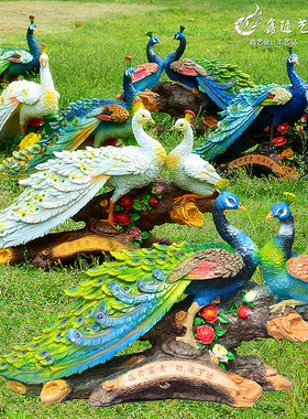 仿真孔雀庭院景观玻璃钢小品雕塑