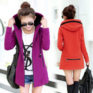 女 宽松中长款 大码 加肥加大韩版 连帽卫衣外套女 女装 卫衣2019新款