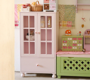 节前可发「粉色泡泡」自制餐边柜杯碟陈列柜漫画感玻璃柜童话娃柜