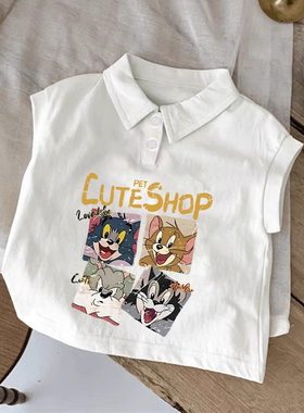 2025夏季新款儿童纯棉校园风无袖Polo衫纯棉男童女童休闲百搭上衣