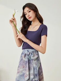 2026夏季新款时尚套装女气质名媛风显瘦短袖上衣高腰阔腿裤两件套