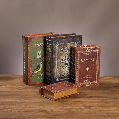 复古办公室仿真书假书收纳盒摆件