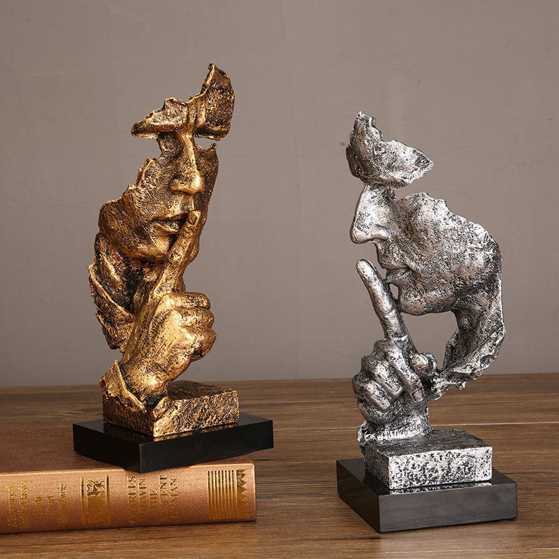 创意高档轻奢风沉默是金客厅酒柜办公室摆件书房工艺品家居装饰品,家居饰品,装饰摆件,淘宝优惠券,粉丝福利购,淘宝优惠卷