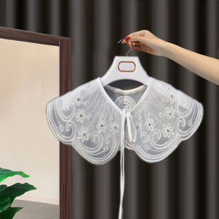 女童小斗篷夏季薄款2025新款蕾丝刺绣钉珠儿童外搭小女孩公主披风