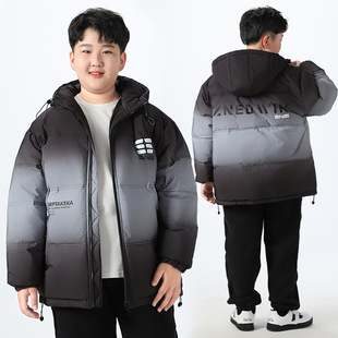 清仓胖男童羽绒服秋冬装加肥加大青少年初中生大码外套鸭绒羽绒服