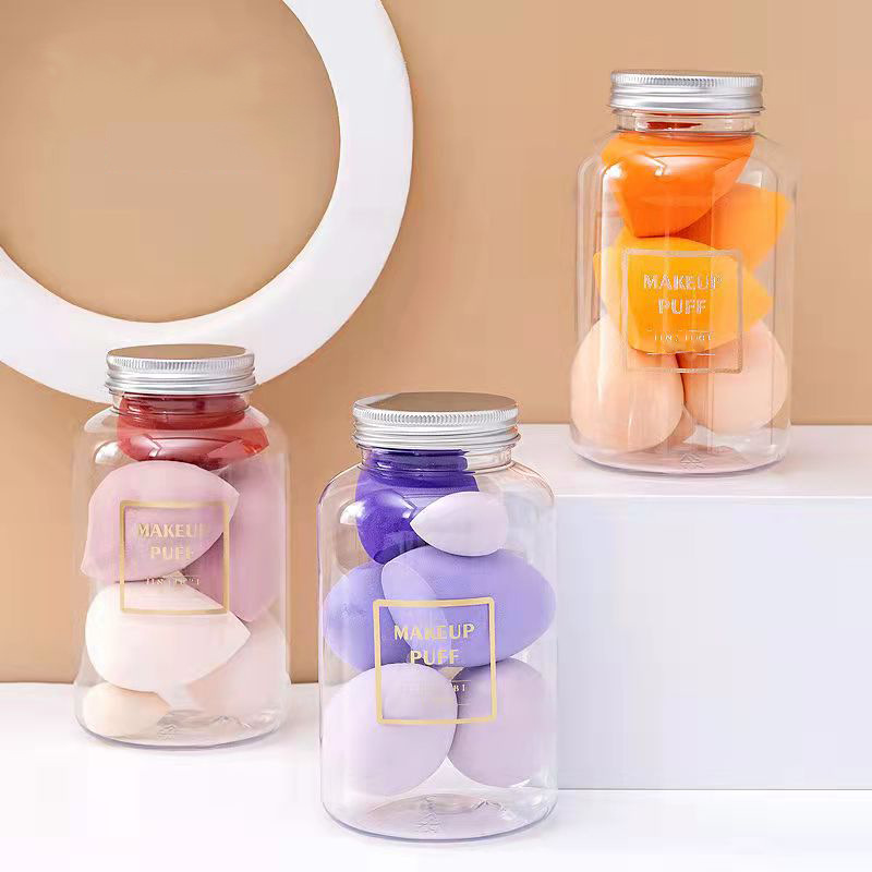 冲量爆款干湿两用6枚罐装粉扑不吃粉透明瓶装美妆蛋 工厂可印LOGO