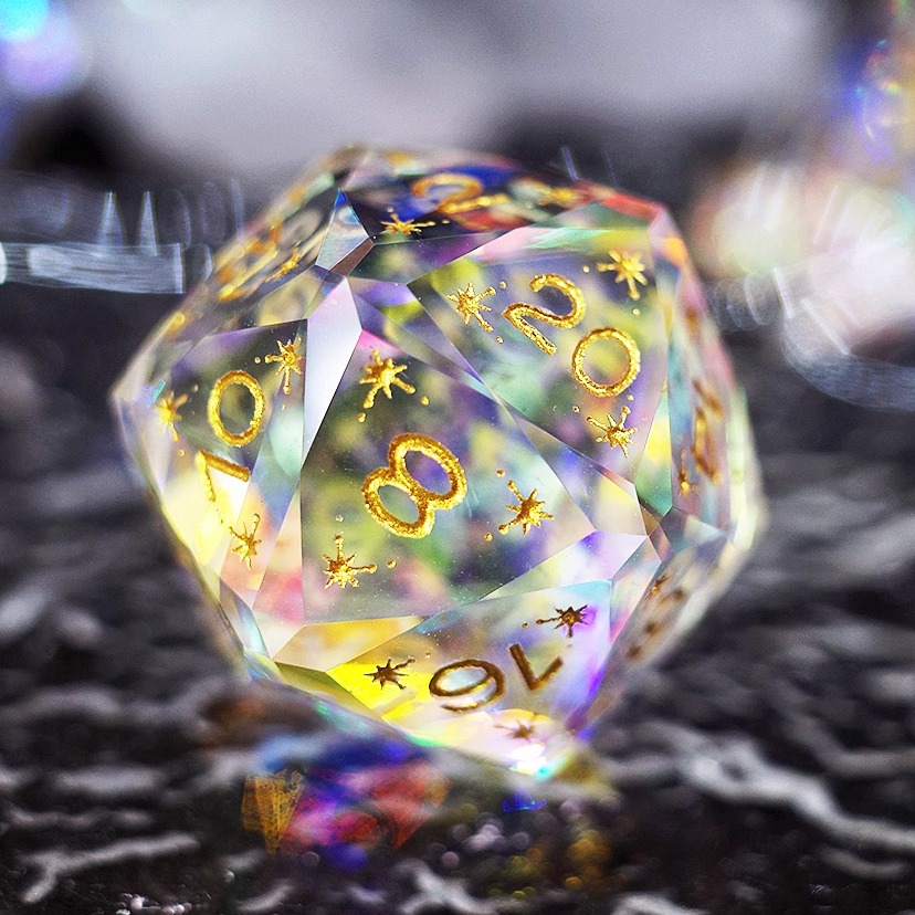 万华镜钻石切面幻彩水晶宝石骰子跑团coc博德之门dnd高档色子战锤