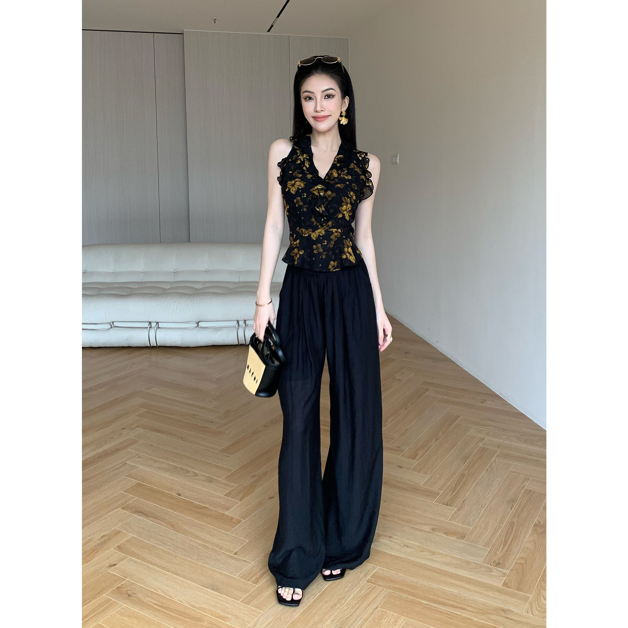 休闲裤显瘦宽松黑色长裤西装裤女
