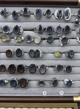 天然粉晶戒指女款925银镶嵌时尚个性小众设计感高级食指戒