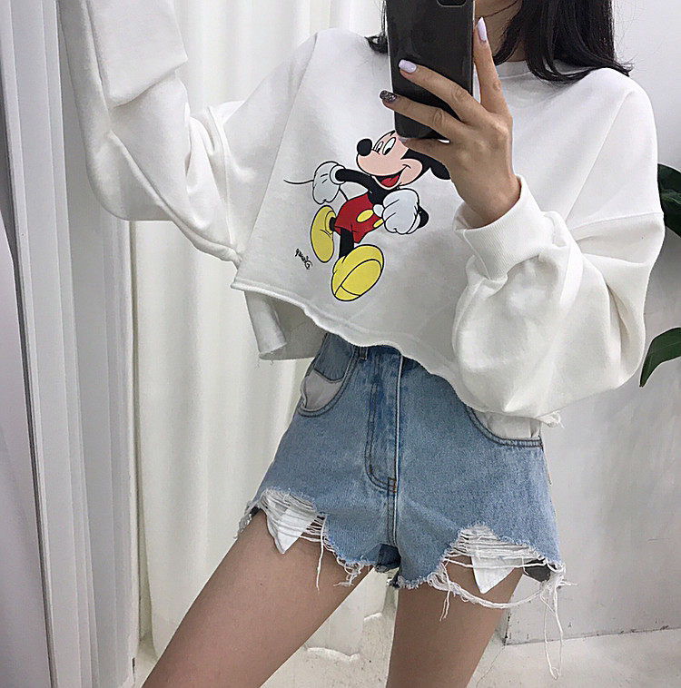 Summer wear new slim show thin personality old tear edge casual denim shorts