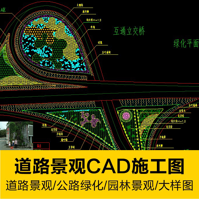 CAD道路街道景观绿化种植CAD建筑设计施工图园林景观大样CAD图库