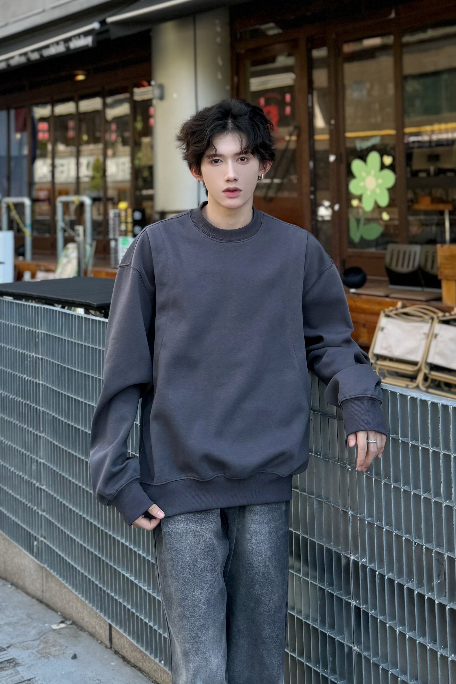 C316WY1232P58秋装新款短款卫衣圆领结构时尚宽松个性松弛感,男装卫衣,电商C316