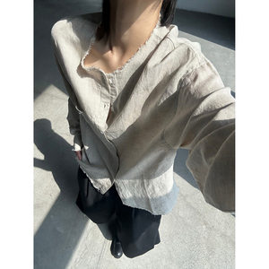 C316 CS8125 P68 夏装新款亚麻衬衫防晒服时尚百搭长袖衬衣松弛感图片