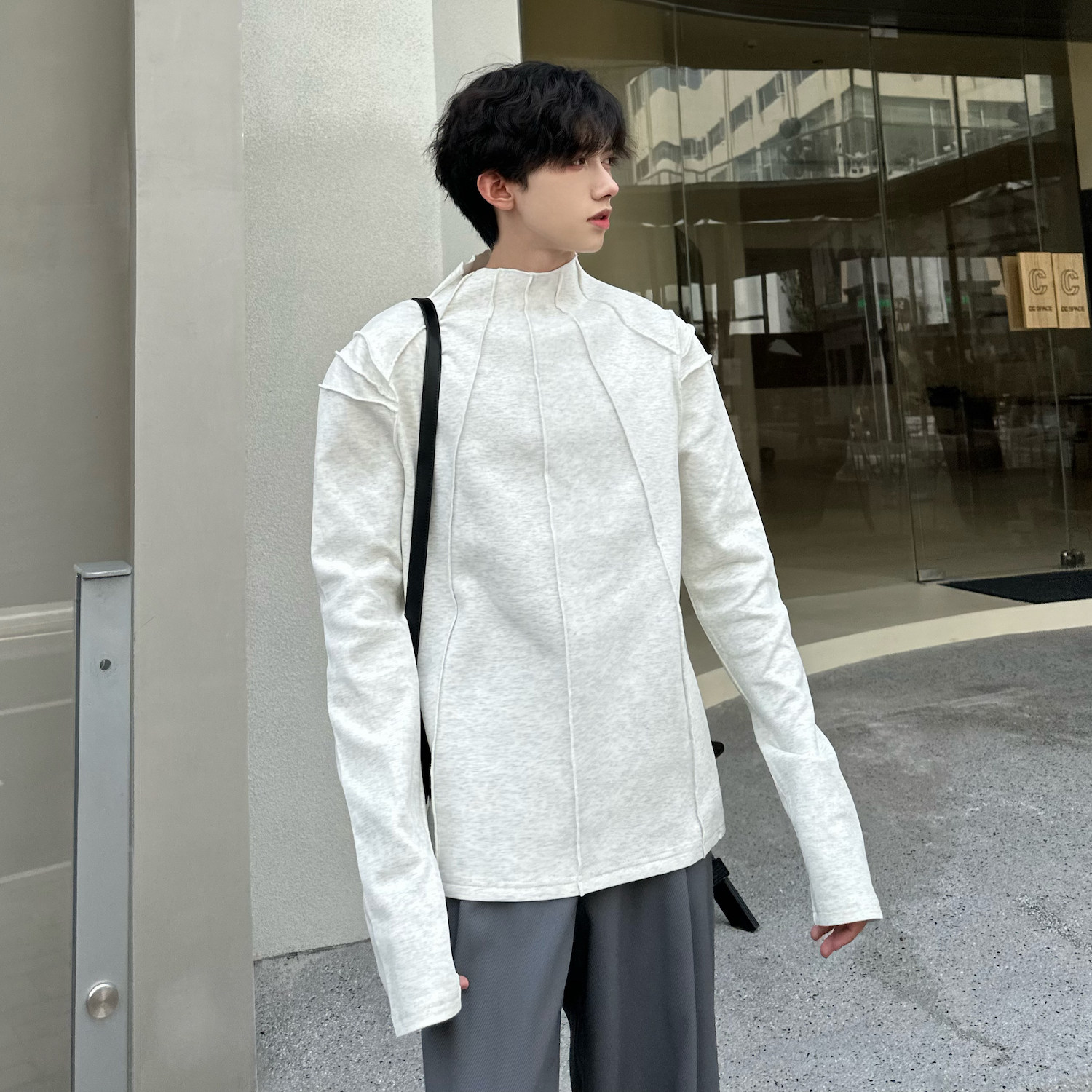 C316T2365P68秋装新款拼接打底衫长袖T恤半袖纯棉T恤衫上衣,男装T恤,电商C316