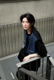 C316T1167P58夏装新款牛仔拼接撞色黑色短袖T恤tee潮欧式时尚，男装T恤，电商C316