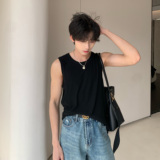 C316B2326P28春夏新款打底衫无袖背心时尚黑色白色汗背心，男装背心/马甲，电商C316