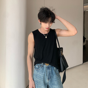 C316 B2326 P28 春夏新款打底衫无袖背心时尚黑色白色汗背心图片