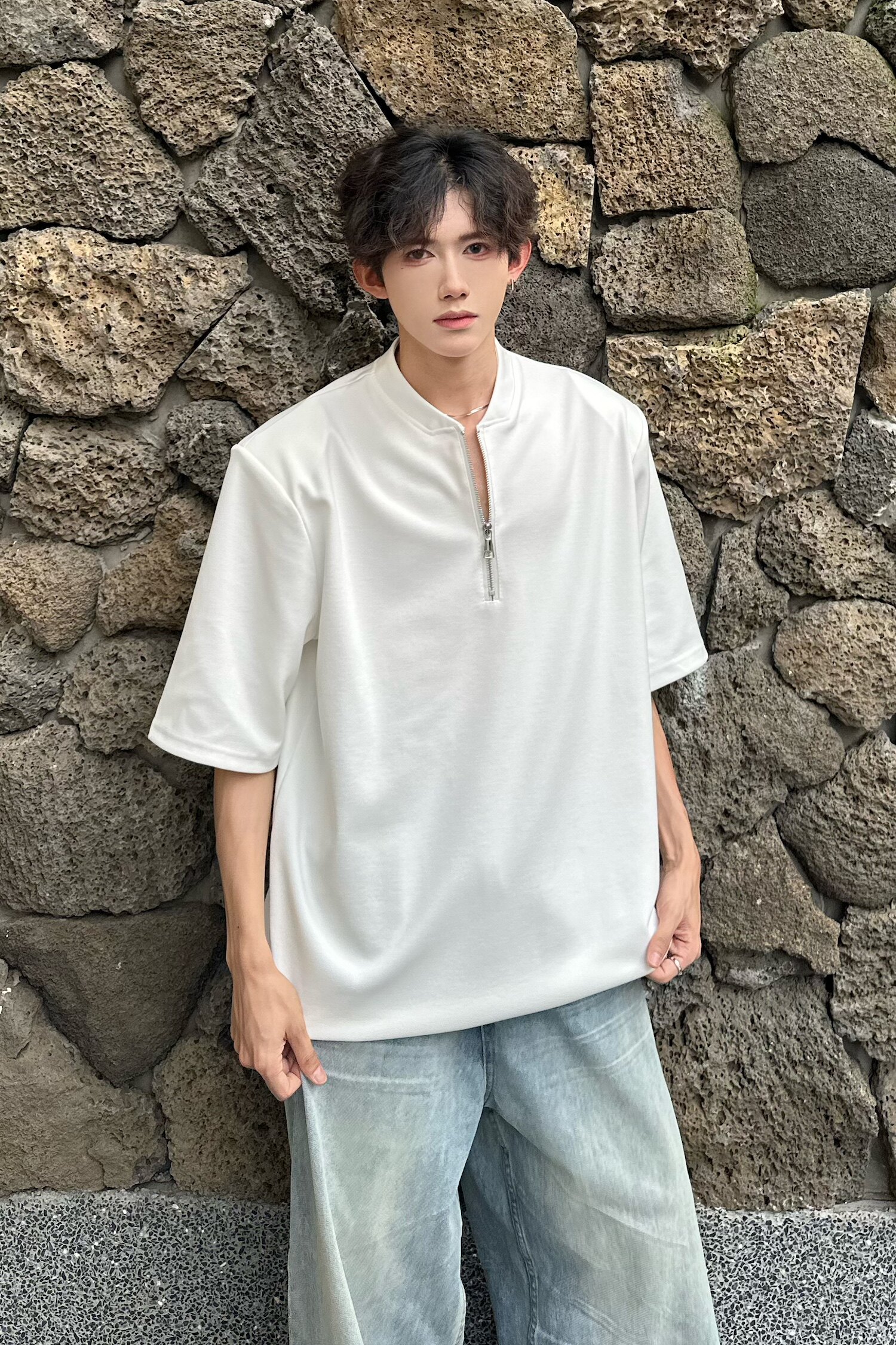 C316T1145P48夏装新款短袖polo衫时尚白色黑色个性简约T恤百搭,男装T恤,电商C316