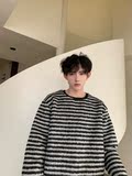 C316MY158P88冬装新款毛毛衣时尚条纹百搭打底衫加厚网红雅痞，男装T恤，电商C316