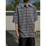 C316T8146P48夏装新款条纹短袖polo衫时尚T恤撞色学院miu感，男装T恤，电商C316