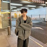 C316WY174P125冬装新款毛呢大衣加棉时尚网红短款外套灰色，男装针织衫/毛衣，电商C316
